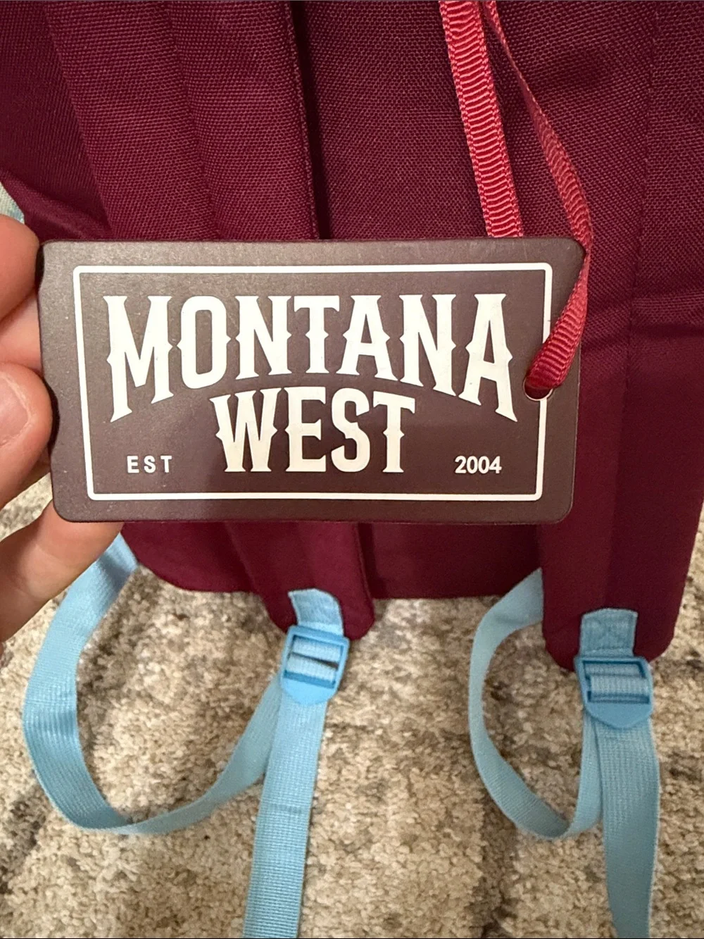 Montana West Light Blue Aztec Pattern Backpack with Burgundy Logo Patch